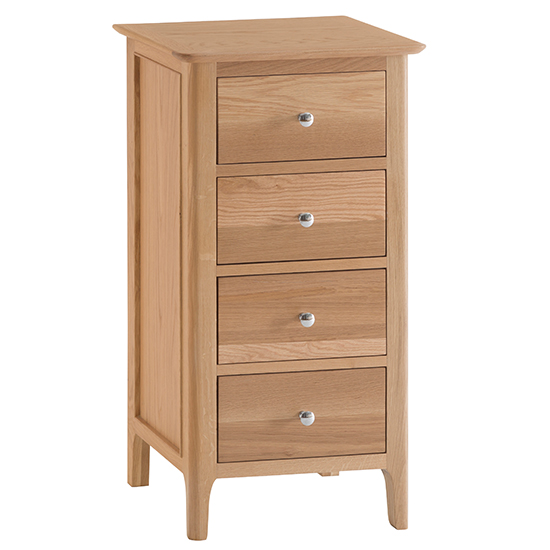 Nassau Narrow Wooden Chest Of 4 Drawers In Natural Oak Furniture in