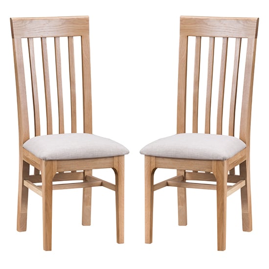 Nassau Natural Oak Dining Chair With Fabric Seat In Pair