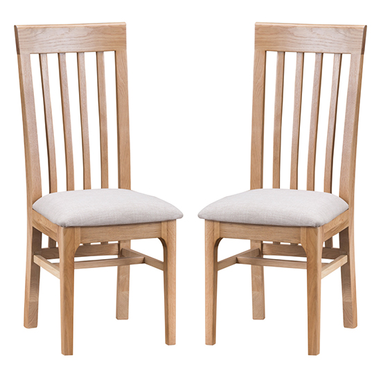 Photo of Nassau natural oak dining chair with fabric seat in pair