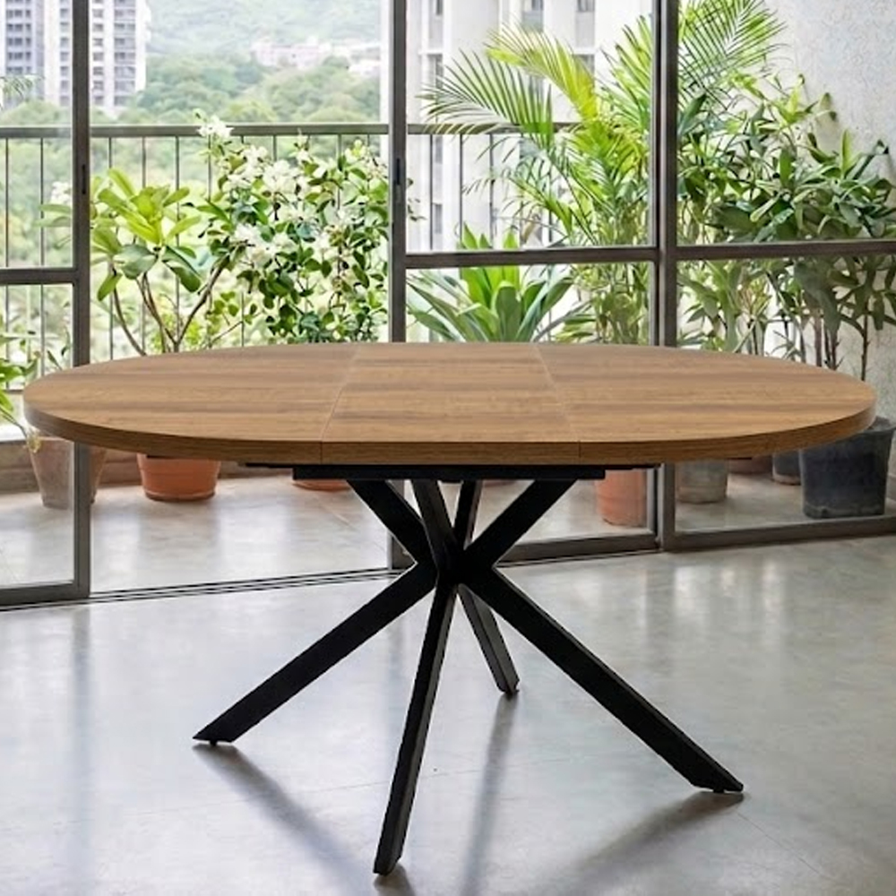 Nassau Oval Wooden Extending Dining Table in Dark Oak