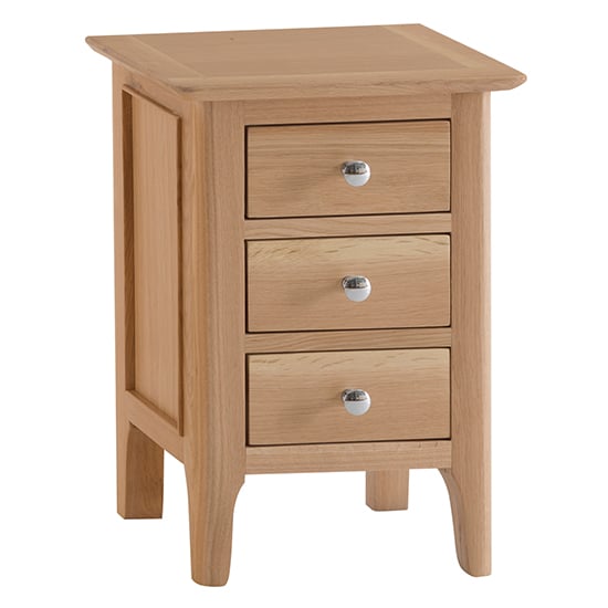 Product photograph of Nassau Small Wooden 3 Drawers Bedside Cabinet In Natural Oak from Furniture in Fashion