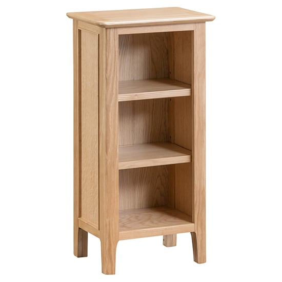 Read more about Nassau small narrow wooden bookcase in natural oak