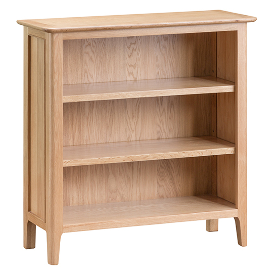 Read more about Nassau small wide wooden bookcase in natural oak