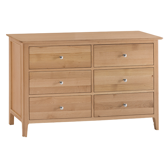 Nassau Wide Wooden Chest Of 6 Drawers In Natural Oak thumbnail