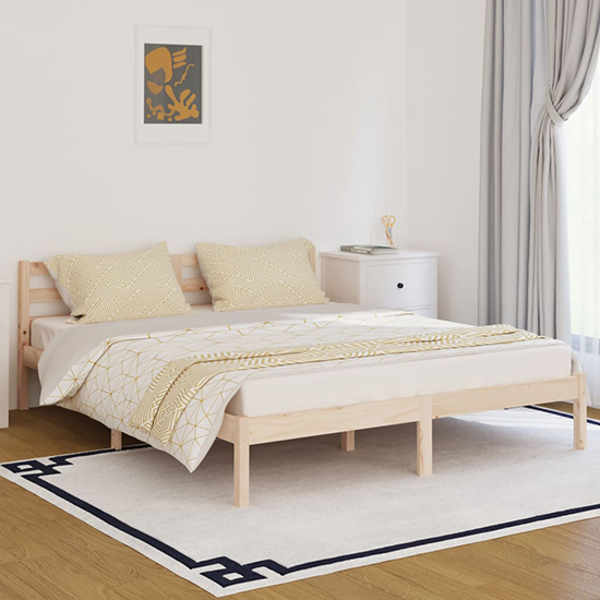 Photo of Nastia solid pinewood king size bed in natural