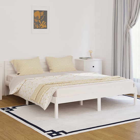 Read more about Nastia solid pinewood king size bed in white