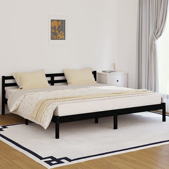 Read more about Nastia solid pinewood super king size bed in black