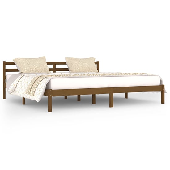 Nastia Solid Pinewood Super King Size Bed In Honey Brown_2