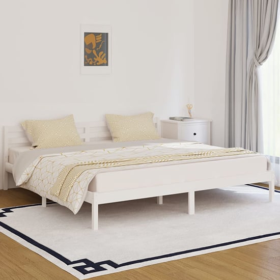 Nastia Solid Pinewood Super King Size Bed In White_1