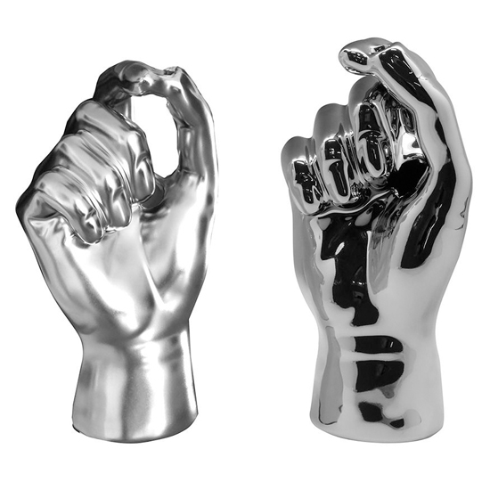 Read more about Nacore ceramic set of 2 hand vases in silver and grey