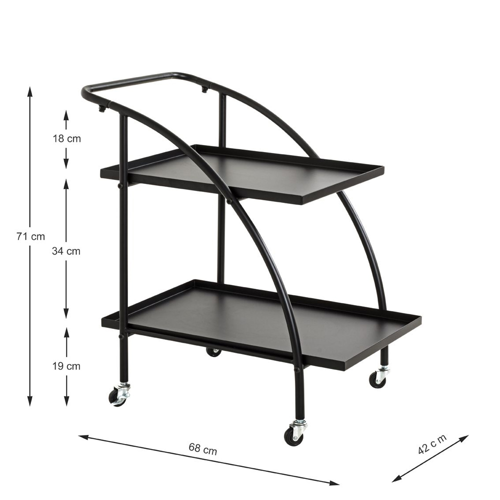 Natchez Metal Drinks Serving Trolley In Black
