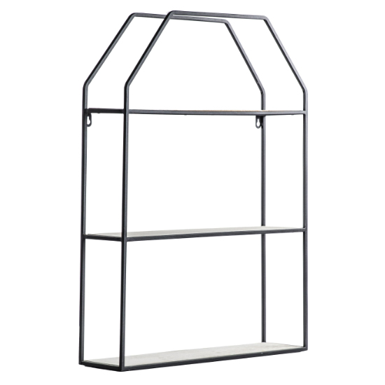 Read more about Nathen wooden open shelving unit with metal frame in black