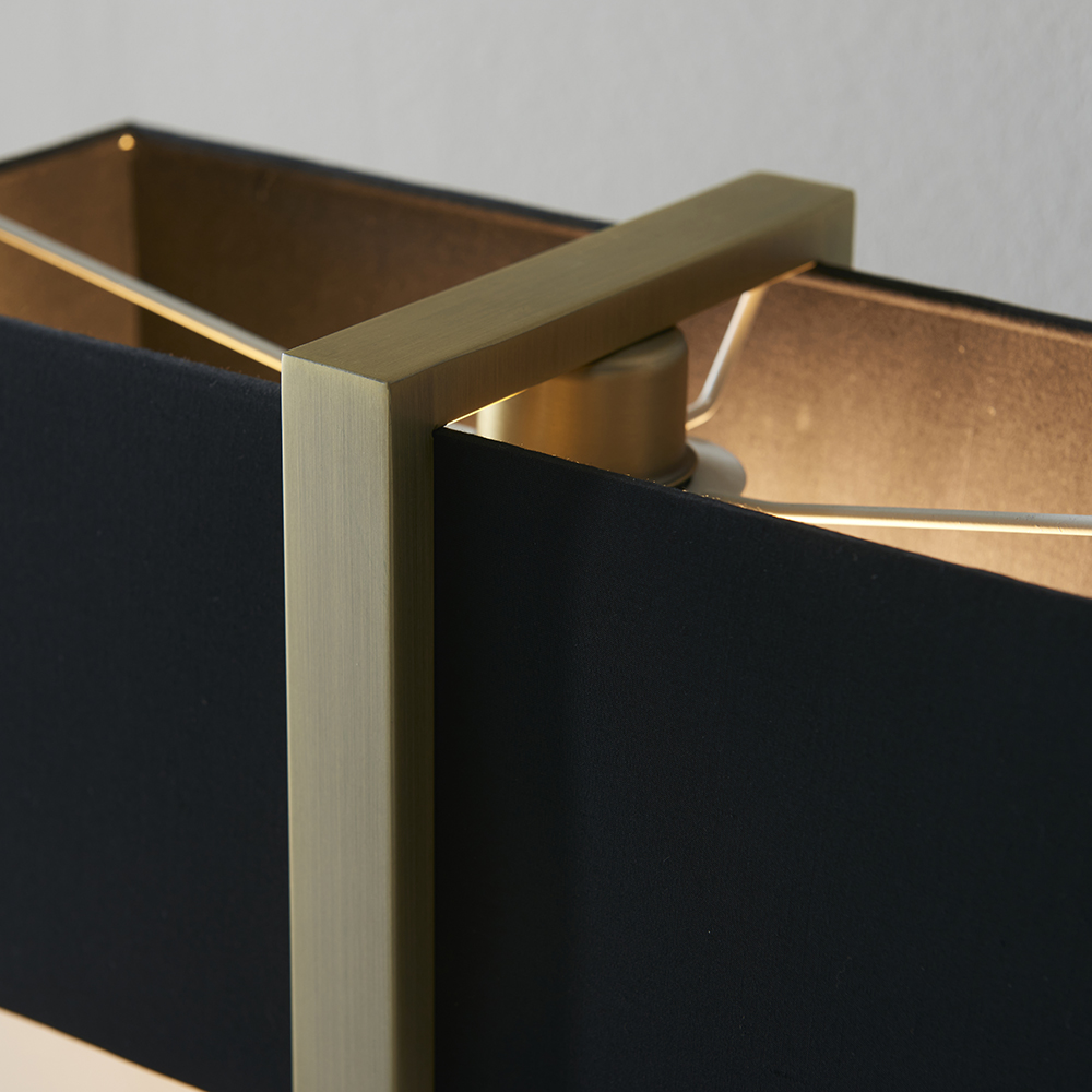 Natick Black Fabric Table Lamp In Antique Brass