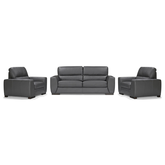 Read more about Natick leather 3+1+1 seater sofa in anthracite