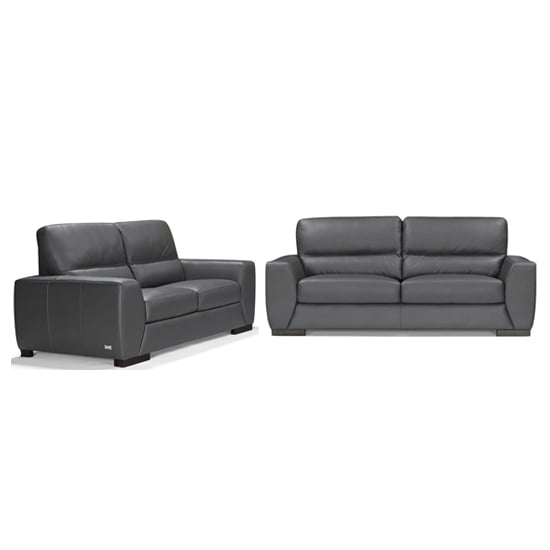 Read more about Natick leather 3+2 seater sofa in anthracite
