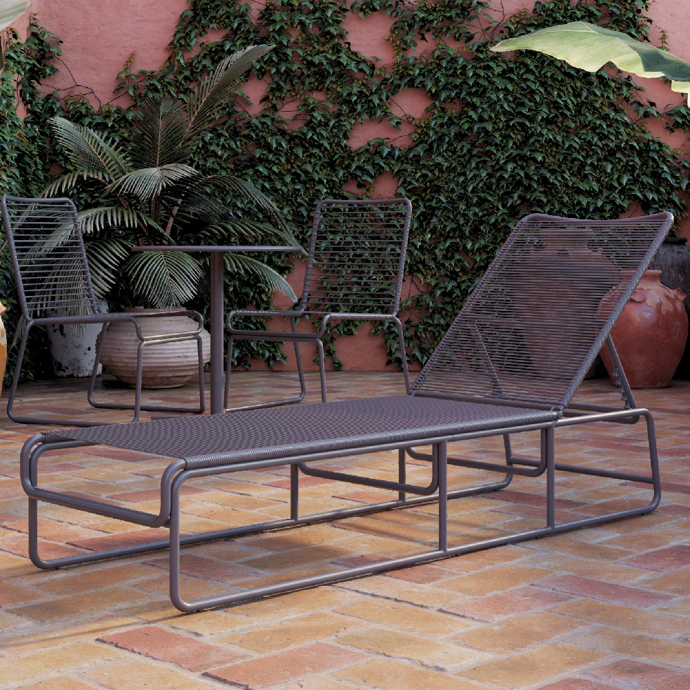 Read more about Natick metal adjustable sun lounger in charcoal grey