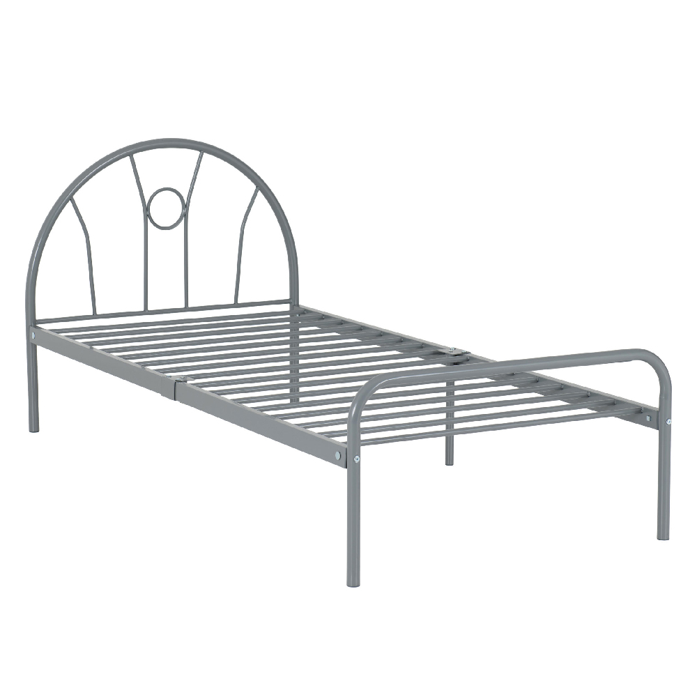 Natick Metal Single Bed In Silver