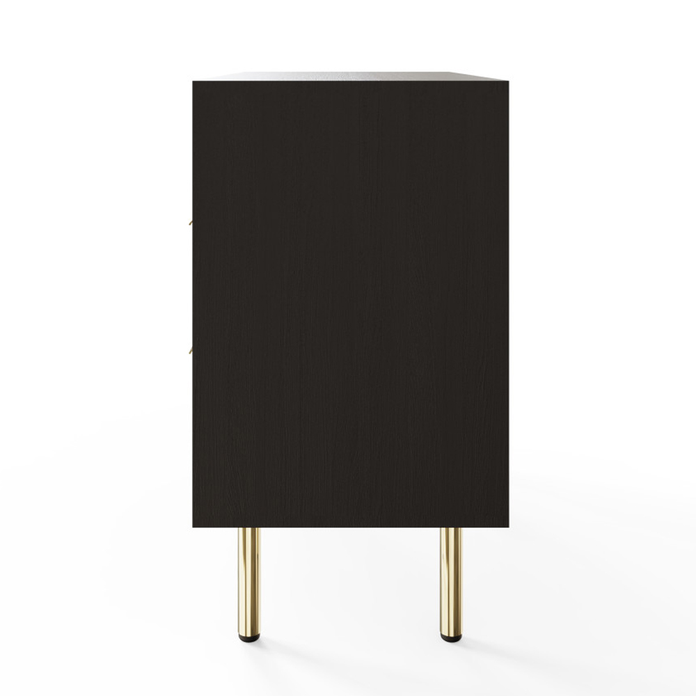 Natick Wooden Bedside Cabinet with 2 Drawers in Black