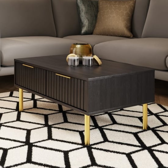 Read more about Natick wooden coffee table with 2 drawers in black