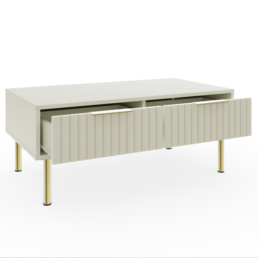 Natick Wooden Coffee Table With 2 Drawers In Ivory