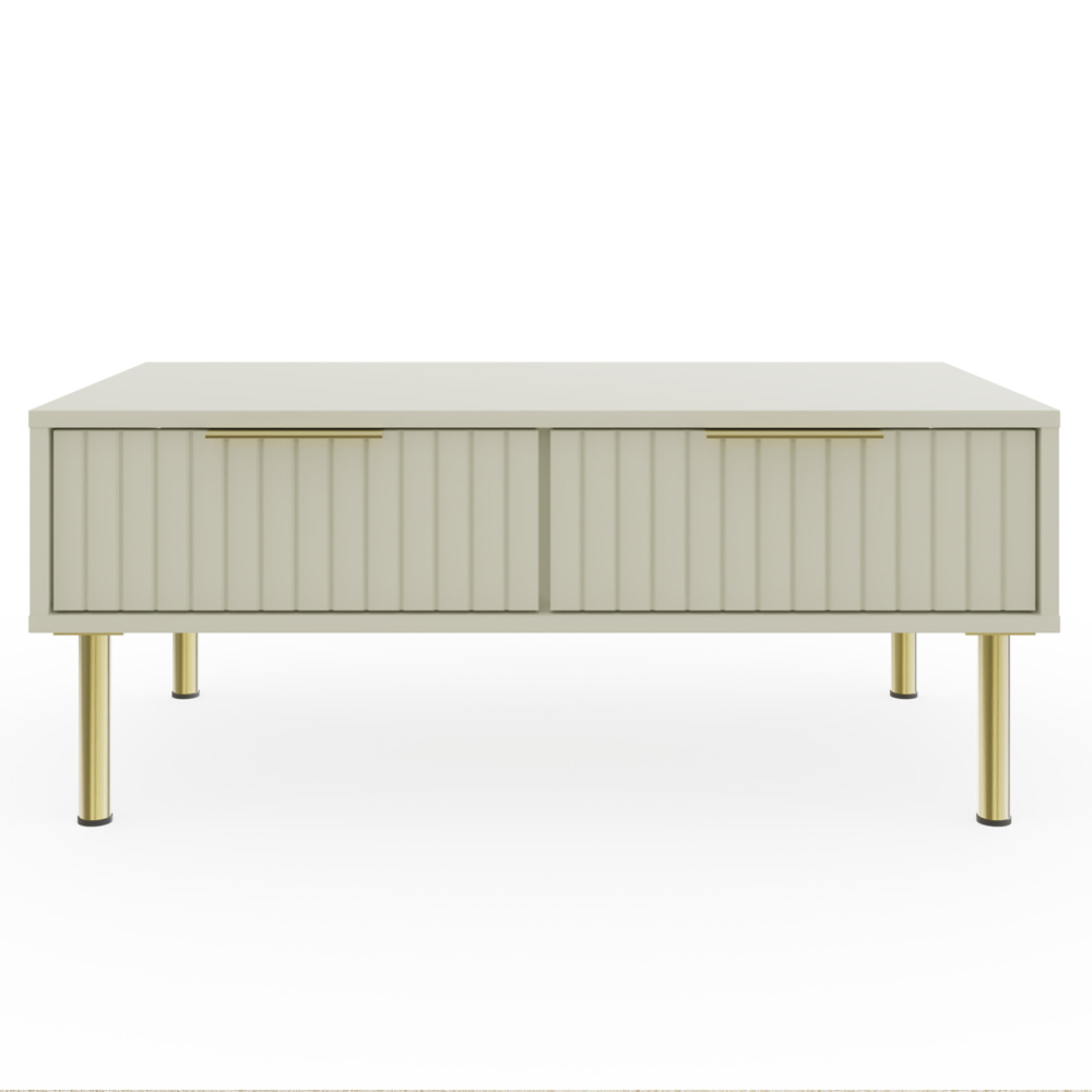 Natick Wooden Coffee Table With 2 Drawers In Ivory