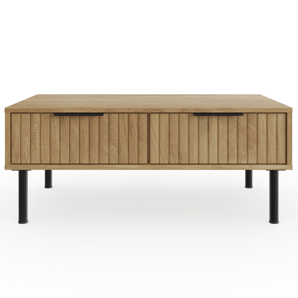 Natick Wooden Coffee Table With 2 Drawers In Oak