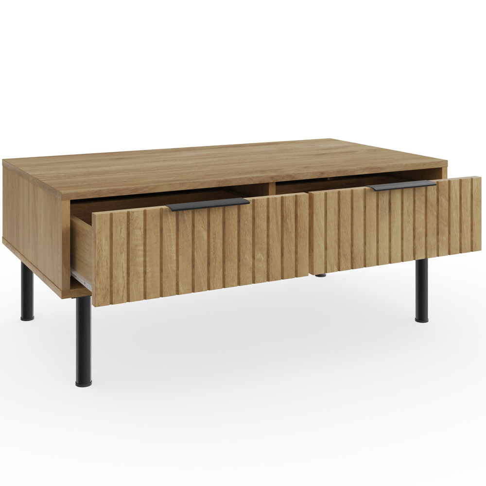 Natick Wooden Coffee Table With 2 Drawers In Oak