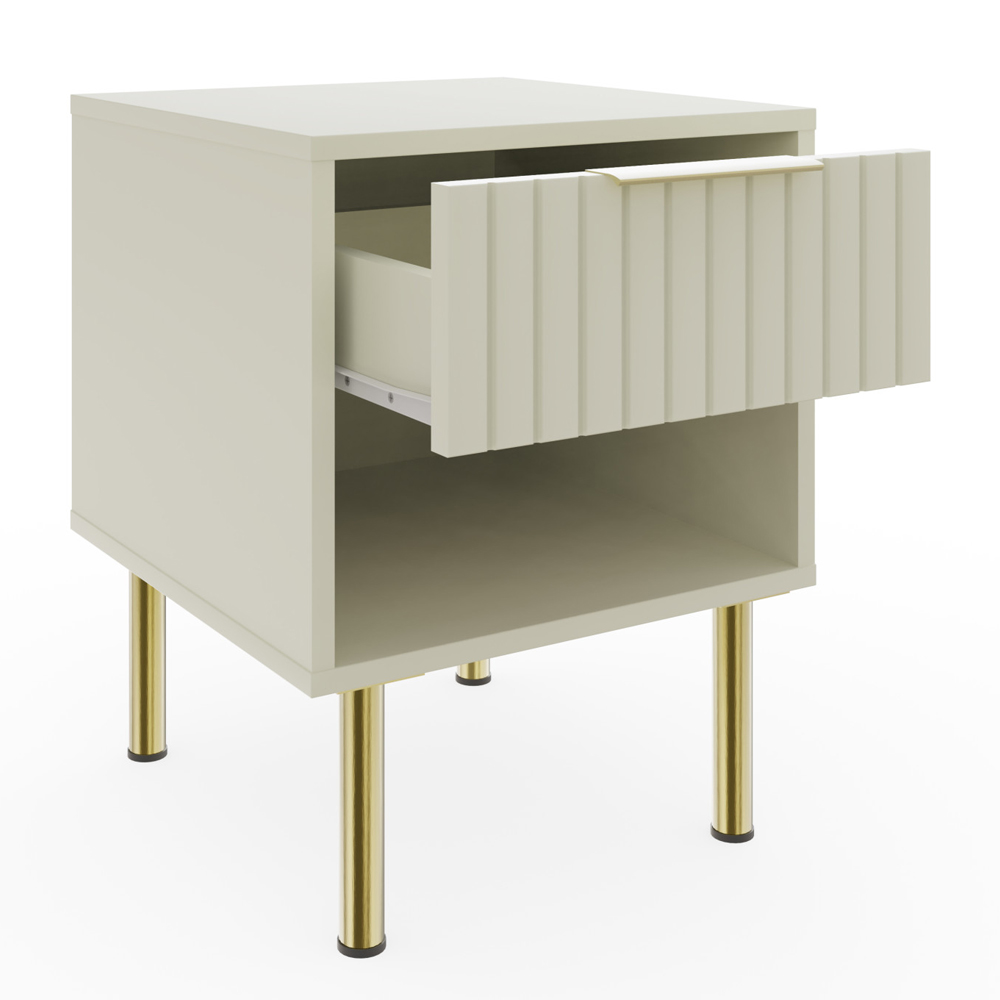 Natick Wooden Lamp Table With 1 Drawer In Ivory
