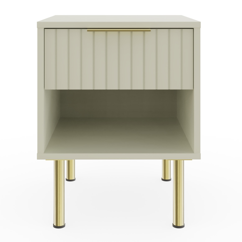 Natick Wooden Lamp Table With 1 Drawer In Ivory