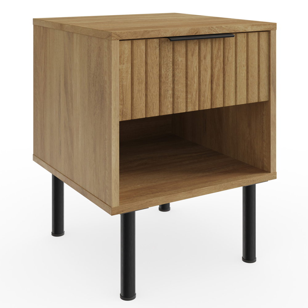 Natick Wooden Lamp Table With 1 Drawer In Oak