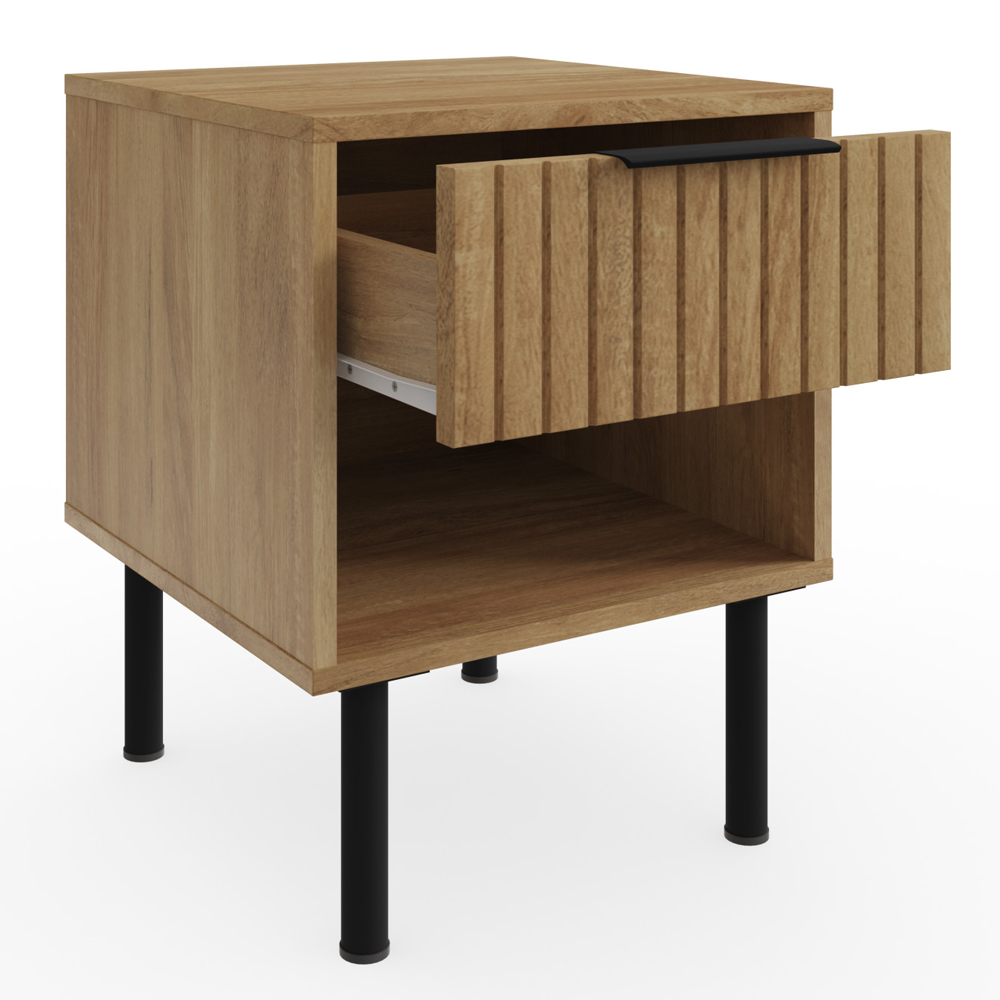 Natick Wooden Lamp Table With 1 Drawer In Oak