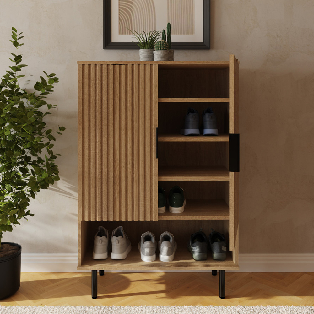 Natick Wooden Shoe Storage Cabinet in Oak