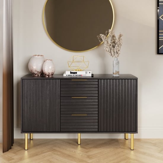 Read more about Natick wooden sideboard with 2 doors 3 drawers in black