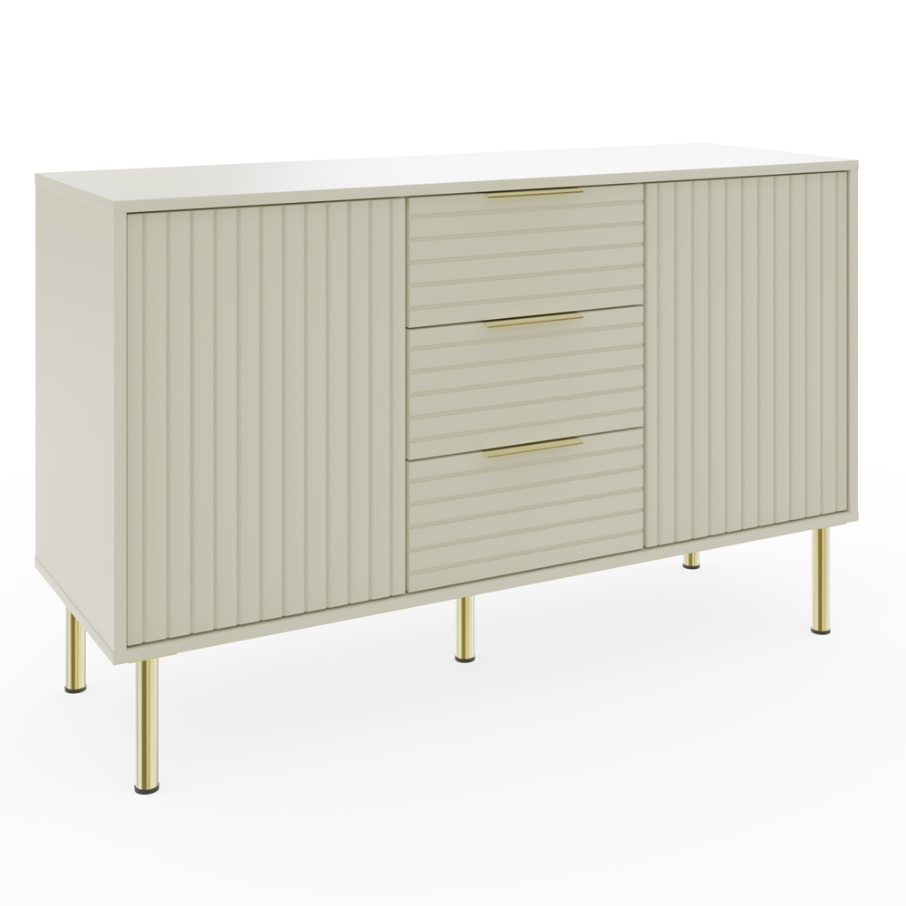 Natick Wooden Sideboard With 2 Doors 3 Drawers In Ivory