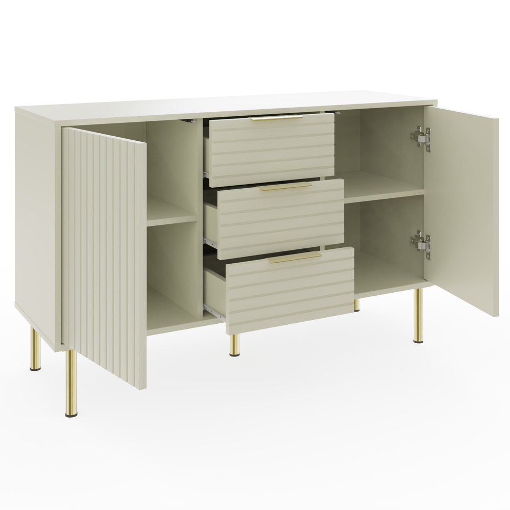 Natick Wooden Sideboard With 2 Doors 3 Drawers In Ivory
