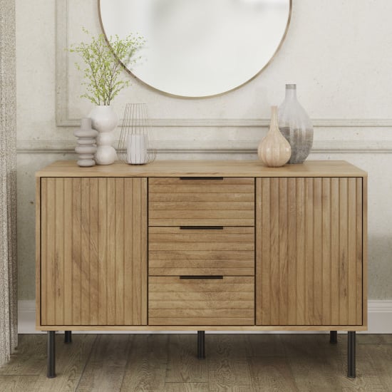 Read more about Natick wooden sideboard with 2 doors 3 drawers in oak