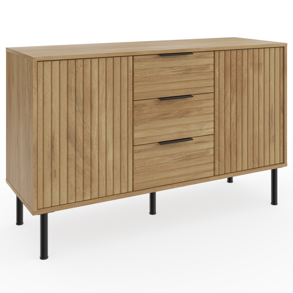 Natick Wooden Sideboard With 2 Doors 3 Drawers In Oak