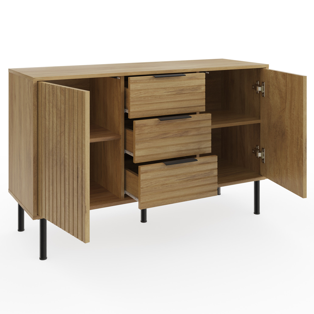 Natick Wooden Sideboard With 2 Doors 3 Drawers In Oak