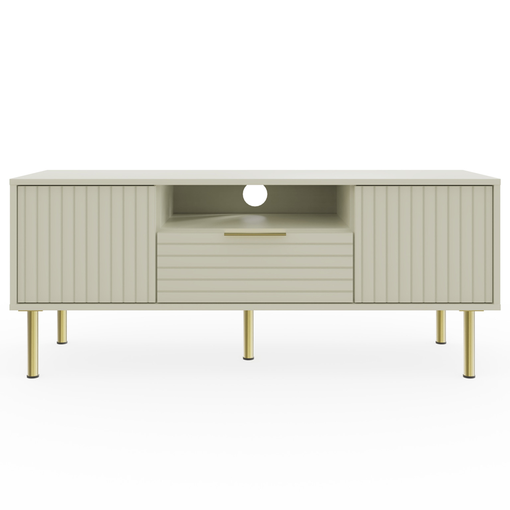 Natick Wooden TV Stand With 2 Doors 1 Drawer In Ivory