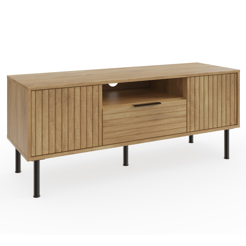 Natick Wooden TV Stand With 2 Doors 1 Drawer In Oak