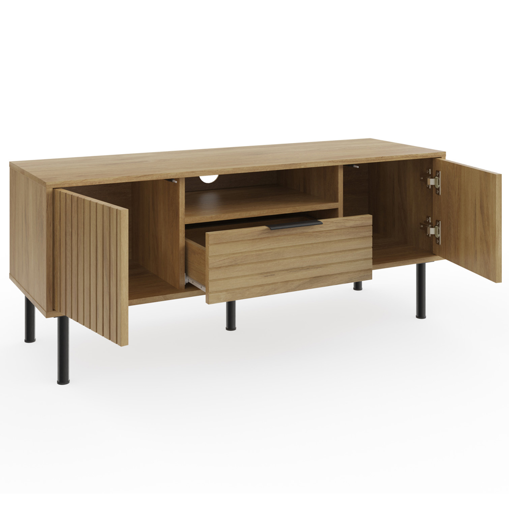 Natick Wooden TV Stand With 2 Doors 1 Drawer In Oak