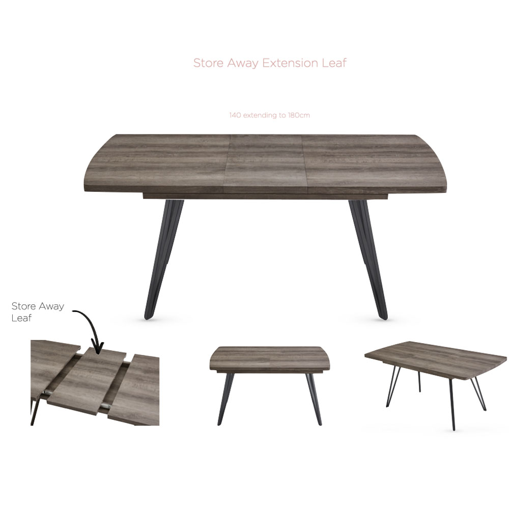Natta Wooden Extending Dining Table in Grey and Brown