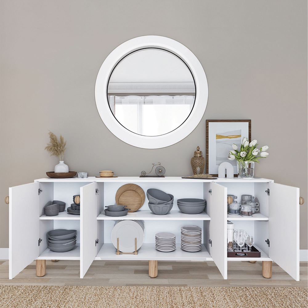 Natura Wooden Console Table in White and Oak