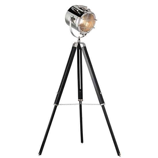 Nautical Tripod Floor Lamp In Polished Nickel And Black