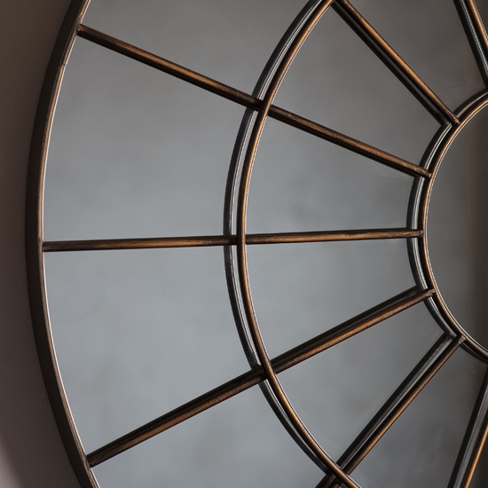 Nauvoo Round Wall Mirror In Bronze Effect Metal Frame