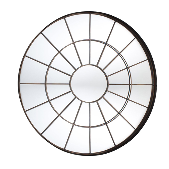 Nauvoo Round Wall Mirror In Bronze Effect Metal Frame