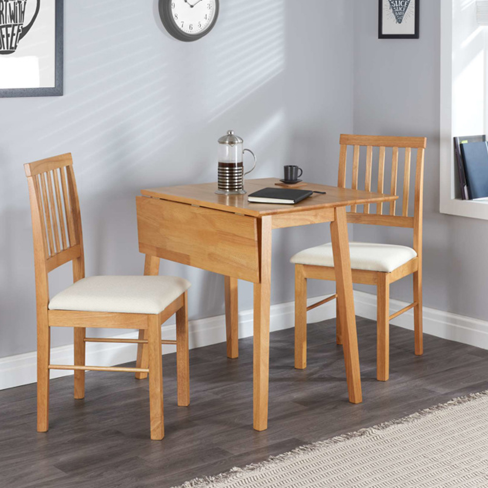 Navarra Wooden Drop Leaf Dining Table with 2 Chairs in Oak