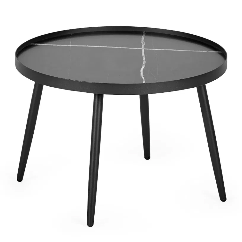 Navasota Marble Effect Top Nesting Coffee Table - Black