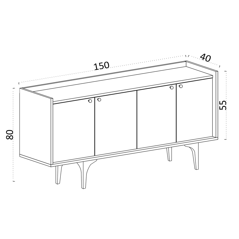 Navira Wooden Sideboard with Black Legs in Sapphire Oak
