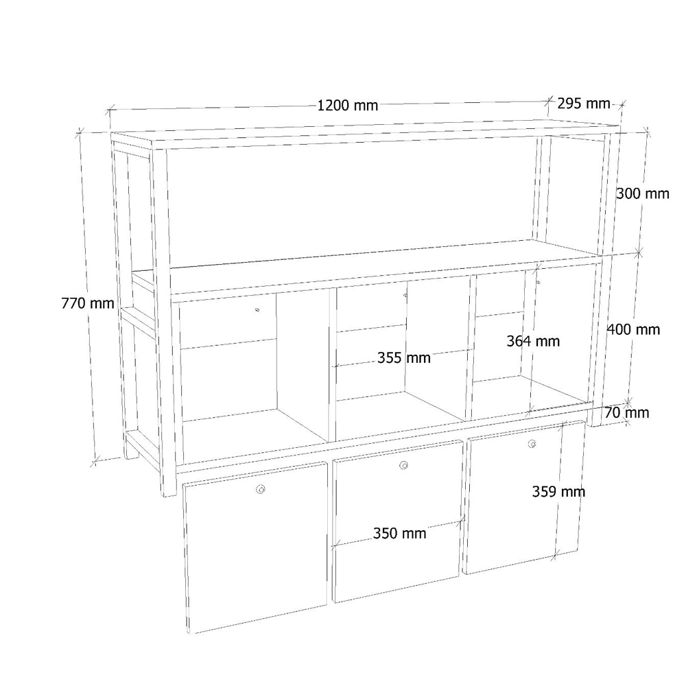 Navira Wooden Storage Cabinet with Black Frame in Atlantic Pine